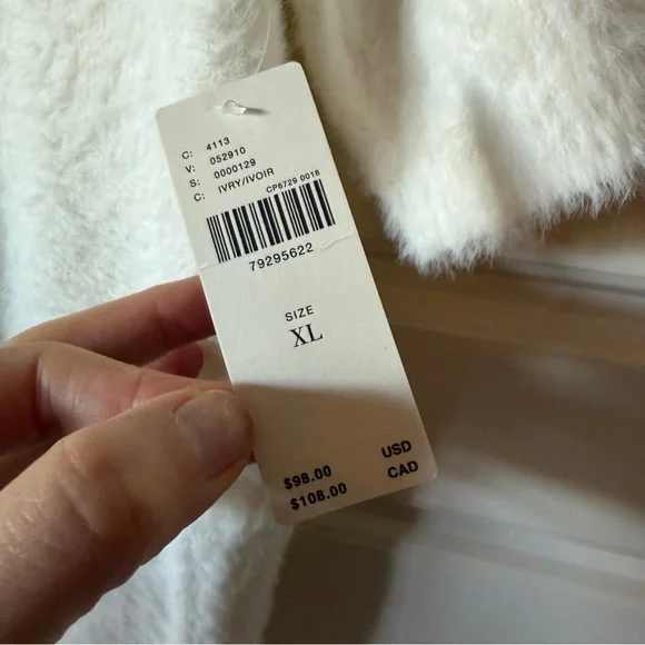 NWT Maeve Scoop Neck Eyelash Sweater Tee White size XL - Picture 9 of 9